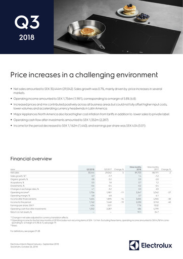 Thumbnail Electrolux Quarterly Report 2018-q3