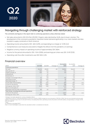 Thumbnail Electrolux Quarterly Report 2020-q2