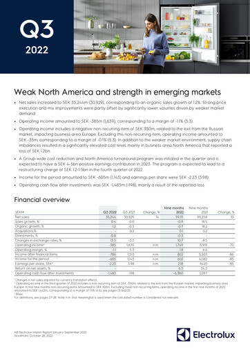 Thumbnail Electrolux Quarterly Report 2022-q3
