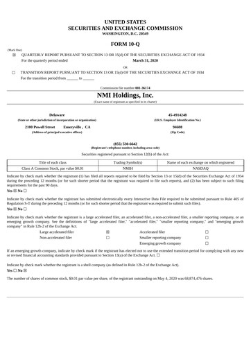 Miniature NMI Holdings
 Rapport trimestriel 2020-q1