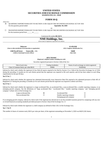Miniature NMI Holdings
 Rapport trimestriel 2020-q3