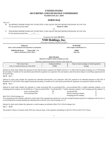 Miniature NMI Holdings
 Rapport trimestriel 2024-q1
