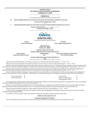 Vorschaubild DaVita Jahresbericht 2021