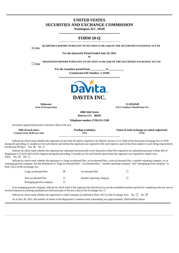 Thumbnail DaVita Quarterly Report 2021-q2