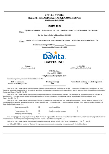 Thumbnail DaVita Quarterly Report 2022-q2