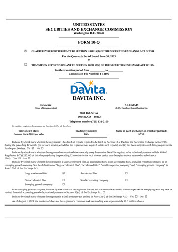 Thumbnail DaVita Quarterly Report 2023-q2