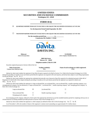 Thumbnail DaVita Quarterly Report 2023-q3