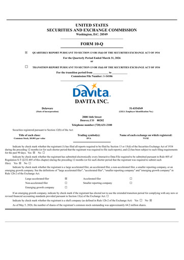 Thumbnail DaVita Quarterly Report 2026-q1
