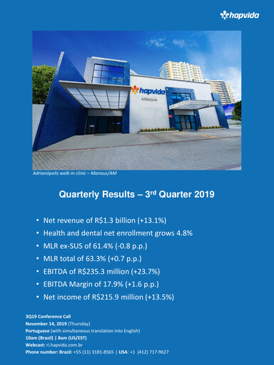 Thumbnail Hapvida Quarterly Report 2019-q3