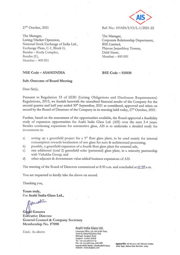 Thumbnail Asahi India Glass Half-year Report 2021-h1