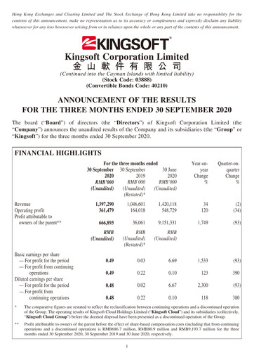 Thumbnail Kingsoft Quarterly Report 2020-q3