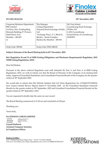 Vorschaubild Finolex Cables
 Quartalsbericht 2023-q2
