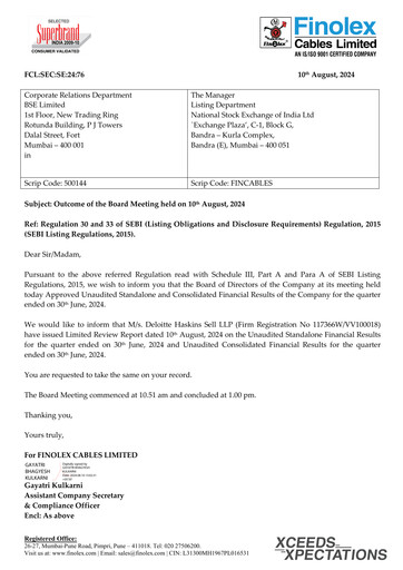 Vorschaubild Finolex Cables
 Quartalsbericht 2024-q1
