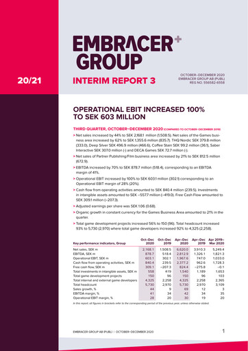 Thumbnail Embracer Group Financial Statement 2020-q3
