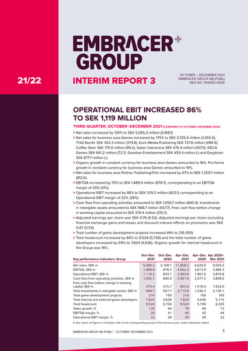 Thumbnail Embracer Group Financial Statement 2021-q3