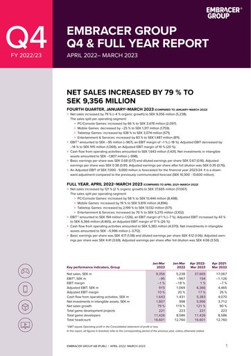 Thumbnail Embracer Group Financial Statement 2022