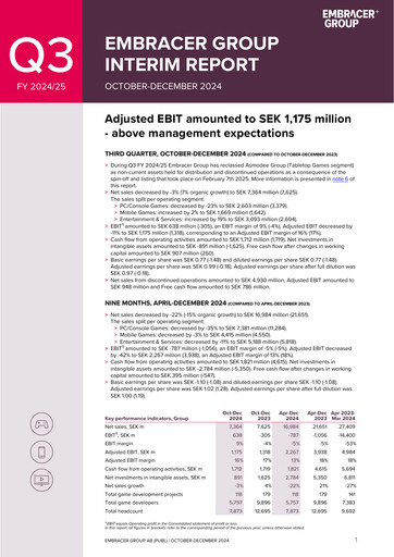 Thumbnail Embracer Group Financial Statement 2024-q3