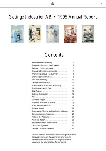 Vorschaubild Getinge Jahresbericht 1995