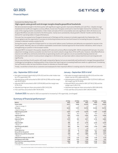 Thumbnail Getinge Quarterly Report 2025-q3