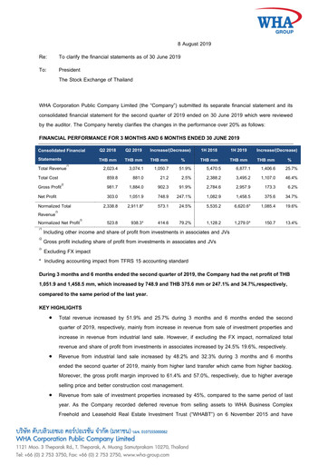 Vorschaubild WHA Corporation Quartalsbericht 2019-q2