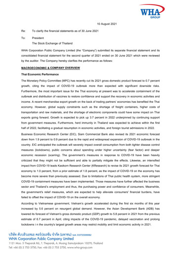 Vorschaubild WHA Corporation Quartalsbericht 2021-q2