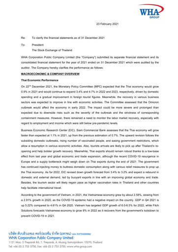 Vorschaubild WHA Corporation Quartalsbericht 2021-q4