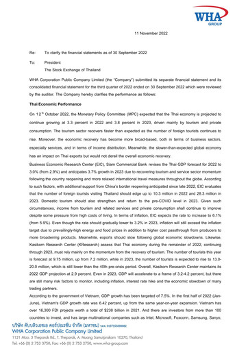 Vorschaubild WHA Corporation Quartalsbericht 2022-q3