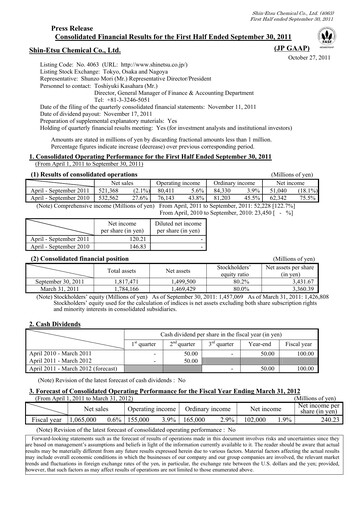 Thumbnail Shin-Etsu Chemical Financial Statement 2011-h1