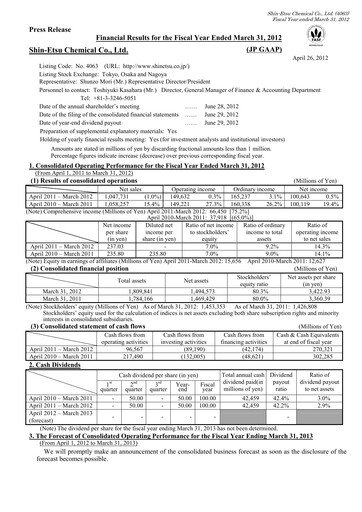Thumbnail Shin-Etsu Chemical Financial Statement 2011