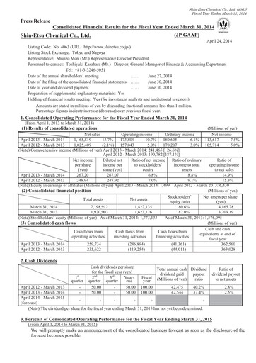 Thumbnail Shin-Etsu Chemical Financial Statement 2013