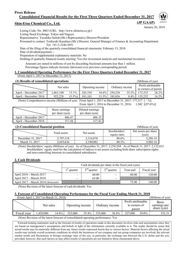 Thumbnail Shin-Etsu Chemical Financial Statement 2017-9m
