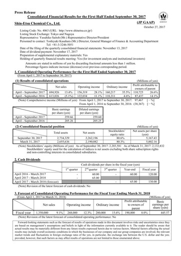 Thumbnail Shin-Etsu Chemical Financial Statement 2017-h1
