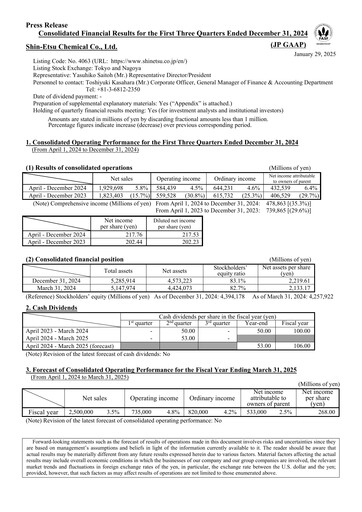 Thumbnail Shin-Etsu Chemical Financial Statement 2024-9m