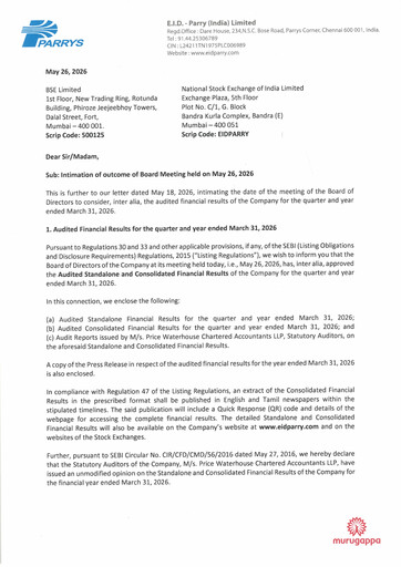 Thumbnail East India Distilleries Parry Financial Statement 2025-2026