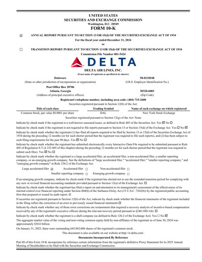 Thumbnail Delta Air Lines Annual Report 2024