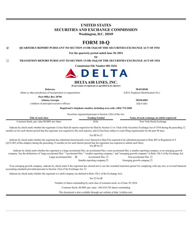 Vorschaubild Delta Air Lines Quartalsbericht 2024-q2