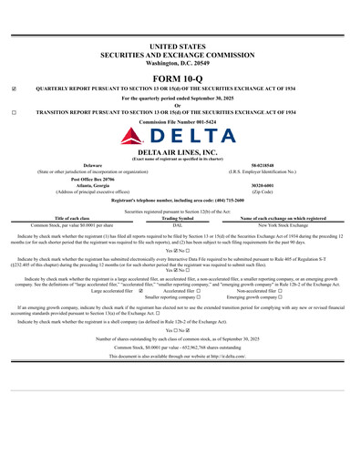 Vorschaubild Delta Air Lines Quartalsbericht 2025-q3