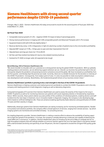 Thumbnail Siemens Healthineers Financial Statement 2020-q2