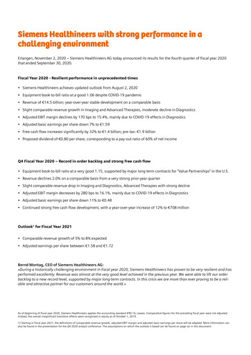 Thumbnail Siemens Healthineers Financial Statement 2020-q4