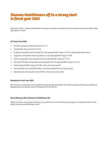 Miniature Siemens Healthineers Bilan financier 2025-q1