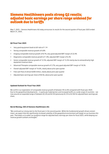 Miniature Siemens Healthineers Bilan financier 2025-q2