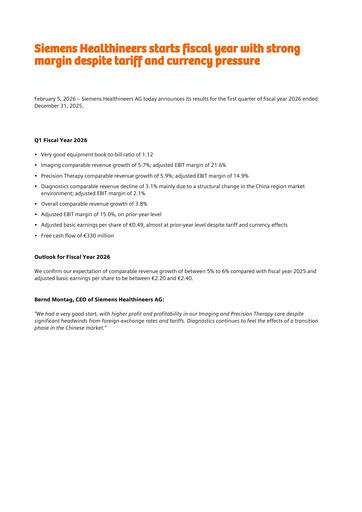 Miniature Siemens Healthineers Bilan financier 2026-q1
