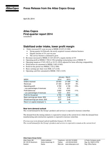 Thumbnail Atlas Copco
 Quarterly Report 2014-q1