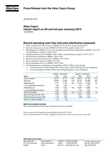 Thumbnail Atlas Copco
 Quarterly Report 2014-q4