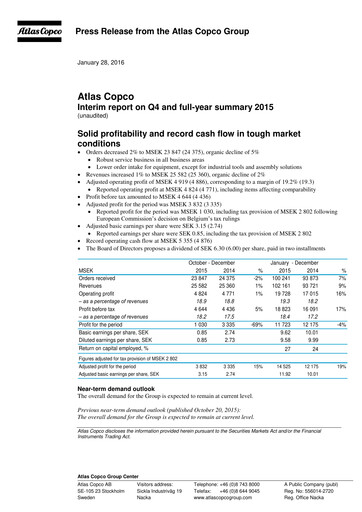 Thumbnail Atlas Copco
 Quarterly Report 2015-q4