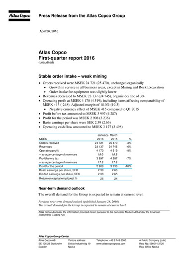 Thumbnail Atlas Copco
 Quarterly Report 2016-q1