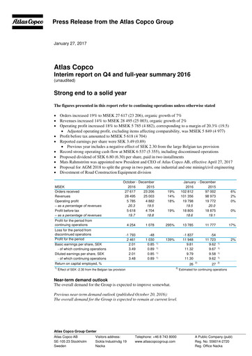 Thumbnail Atlas Copco
 Quarterly Report 2016-q4