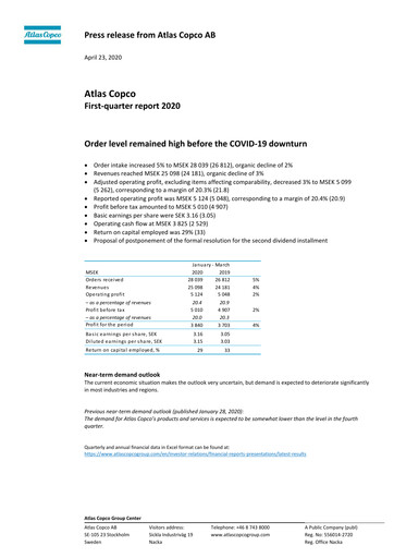 Miniature Atlas Copco
 Rapport trimestriel 2020-q1