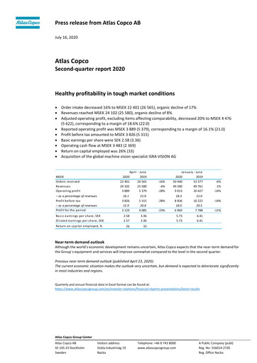 Miniature Atlas Copco
 Rapport trimestriel 2020-q2
