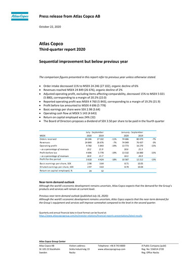 Miniature Atlas Copco
 Rapport trimestriel 2020-q3